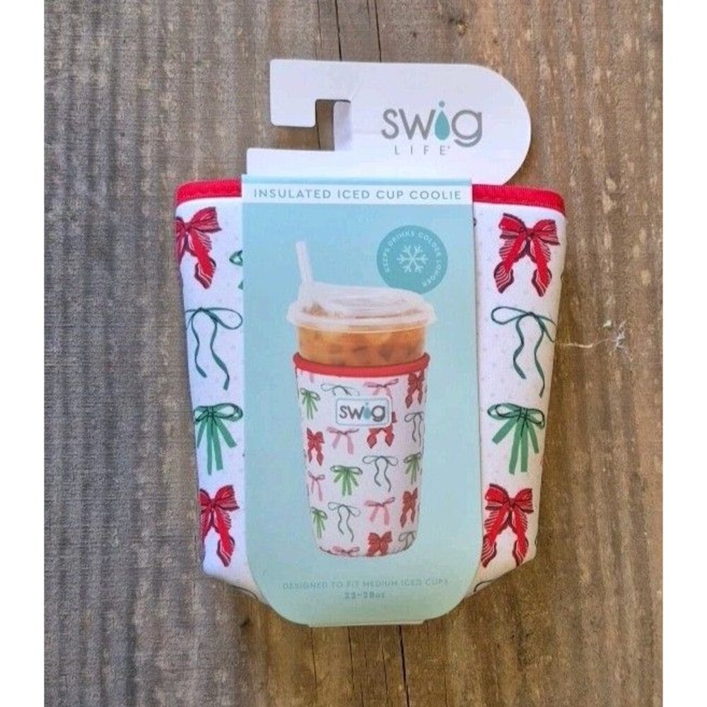 Swig Life Insulated Cup Coolie Fits 22-28 oz Cups Holiday Print Grip Handle